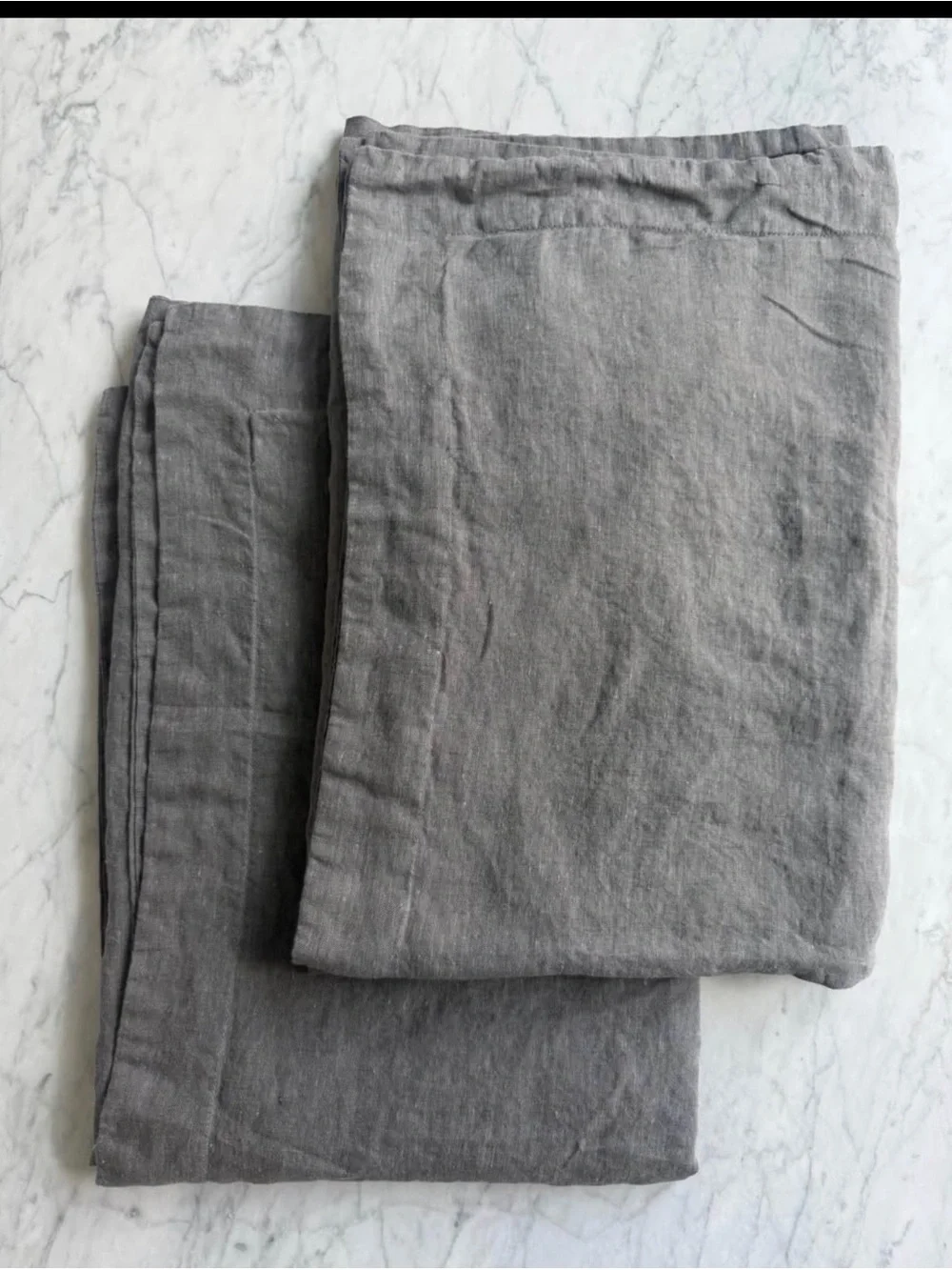 Restoration Hardware Stonewashed Belgian Linen King Lounger Shams(2) Dark Gray
